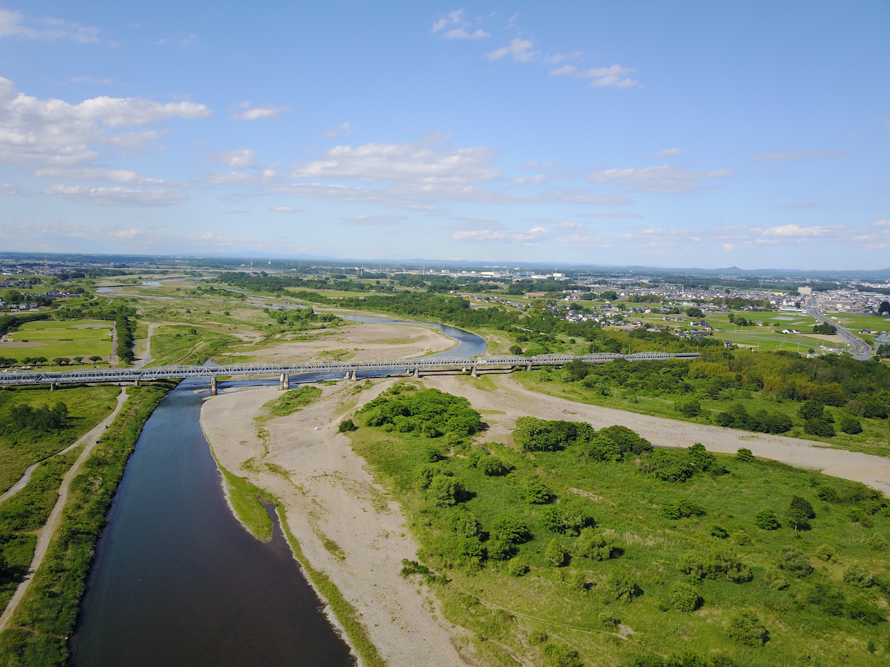 A fantastic river landscape in Kinu River, Japan.